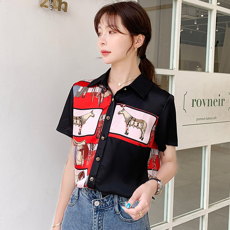 范芙熙联名欧阿玛施旗2021夏女衬衫 范芙熙蕾丝衫/雪纺衫