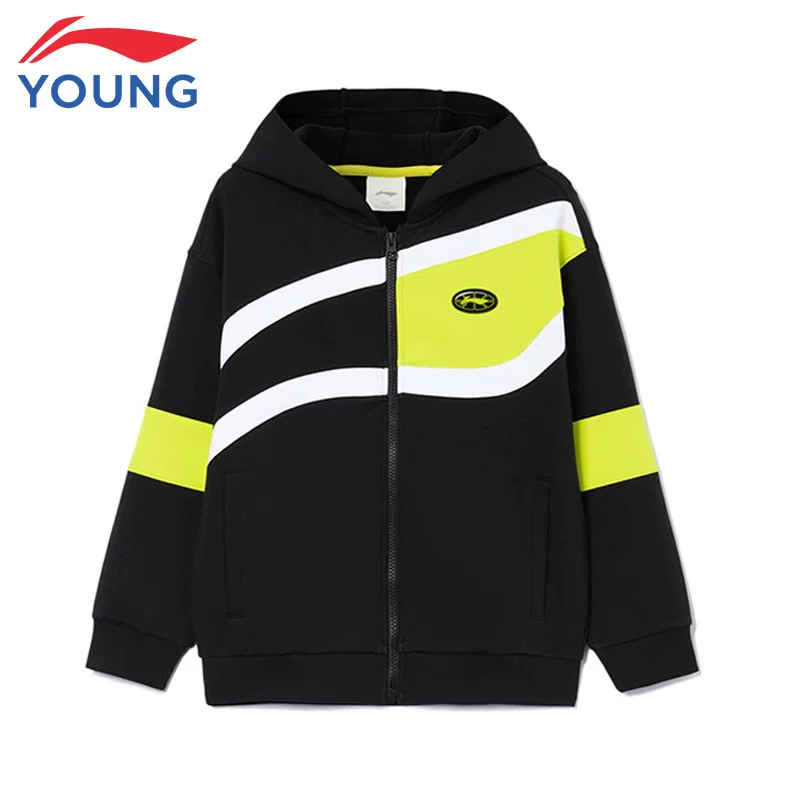 Li Ning, детский спортивный осенний тренч, худи для мальчиков, кардиган, свитшот, детская одежда, для подростков