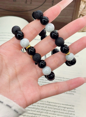 极简几何火山石手链不撞款百搭