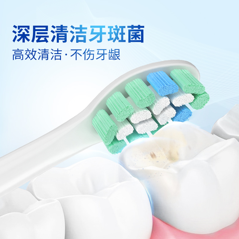 usmart适配于澎湃荷兰PCS电动牙刷头T-6S/T-7S声波通用替换软毛 - 图1