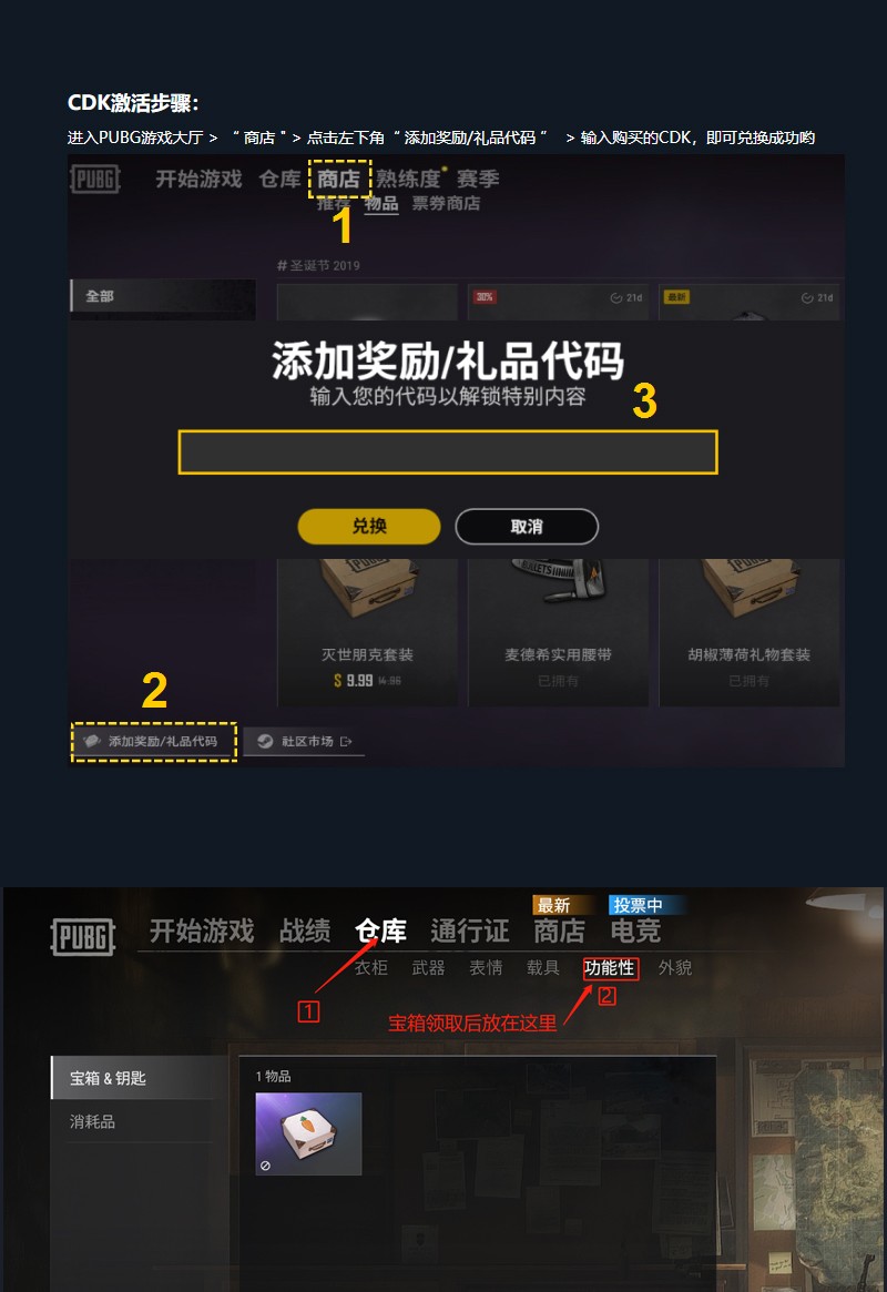 PUBG绝地求生皮肤 北极熊礼包头套脚套 雪地吉利服 吃鸡CDK兑换码 - 图2