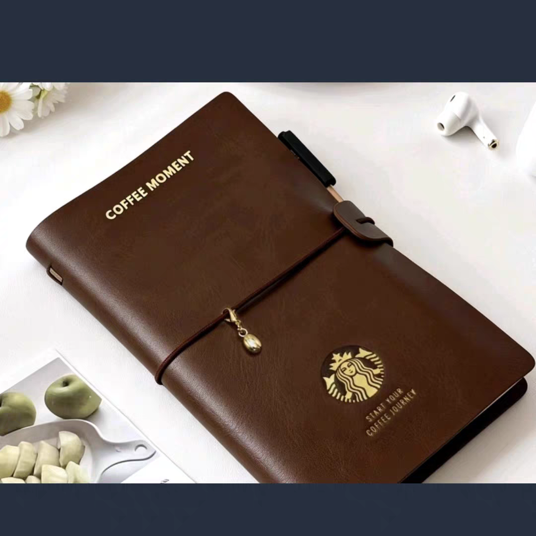 星巴克曙序笔记本高颜值耐磨封面便携日常记录皮革粉绿棕撞色送礼,淘宝优惠券,粉丝福利购,淘宝优惠卷