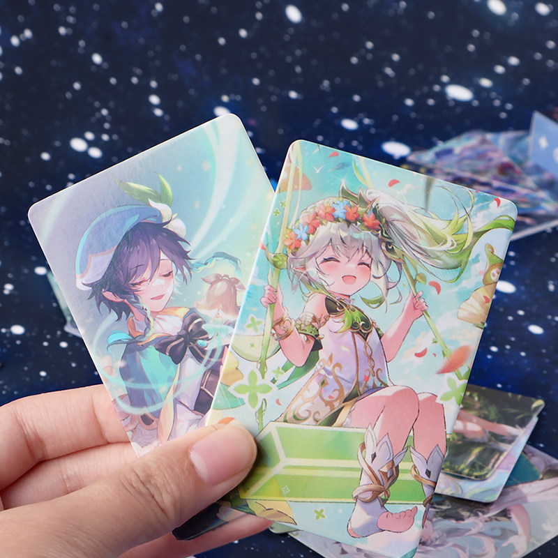 原神卡片动漫流浪者散兵钟离胡桃贴纸海报镭射元神二次元lomo卡