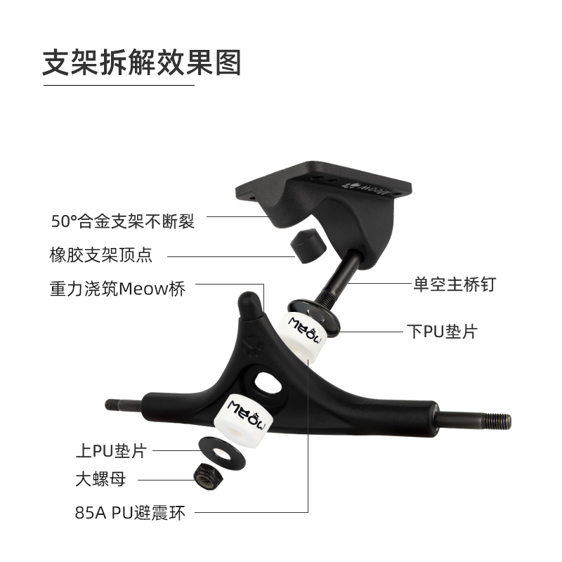 Rebirth滑板长板MEOW喵板女生刷街DC平花专业长板7寸支架滑板桥 - 图1