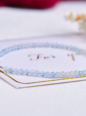 女士天然水晶925银清新刻面手链