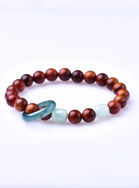 SHAHD晶字塔 紫檀和田玉手链手串设计感