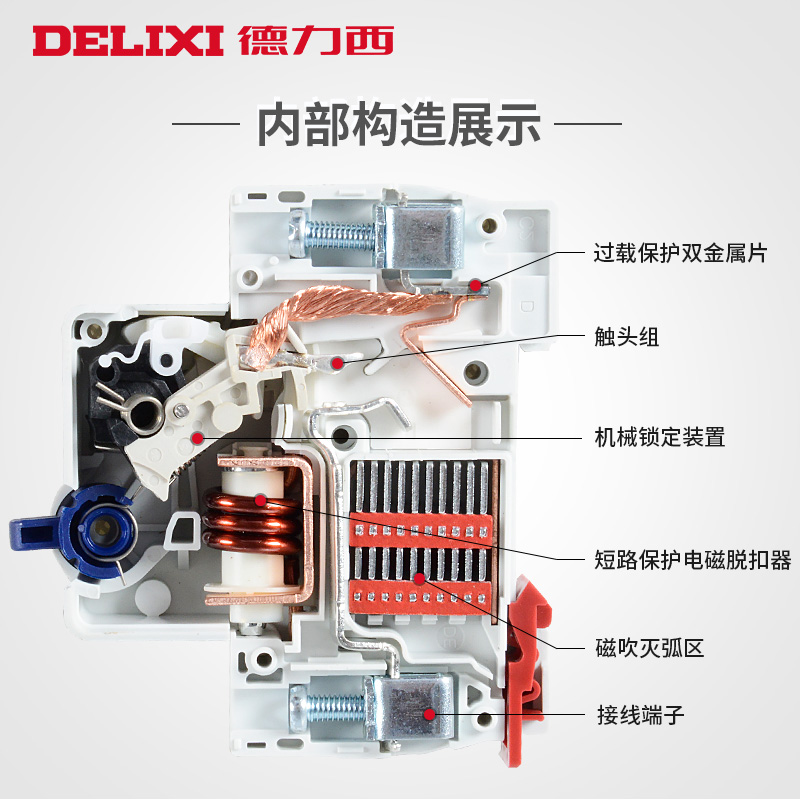 德力西空气开关家用断路器1P2P3P20A25A32A安空开三相开关C63DZ47-图1