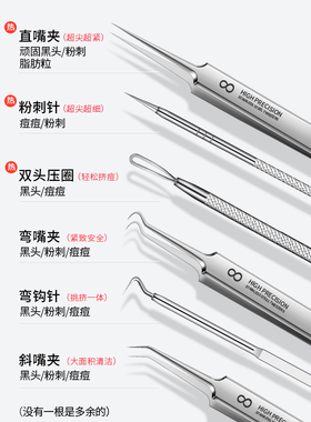 超细粉刺针套装细胞夹去黑头镊子神器刮闭口挑挤痘祛痘针清洁工具