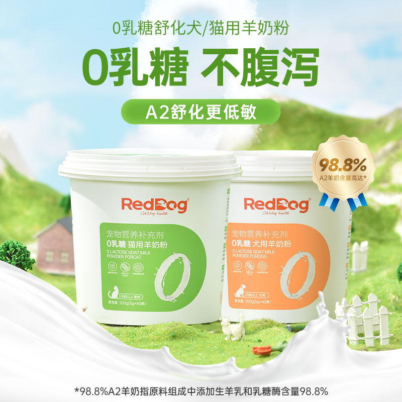 RedDog红狗0乳糖羊奶粉低敏防腹泻幼猫幼犬猫咪狗狗高蛋白200g - 图0