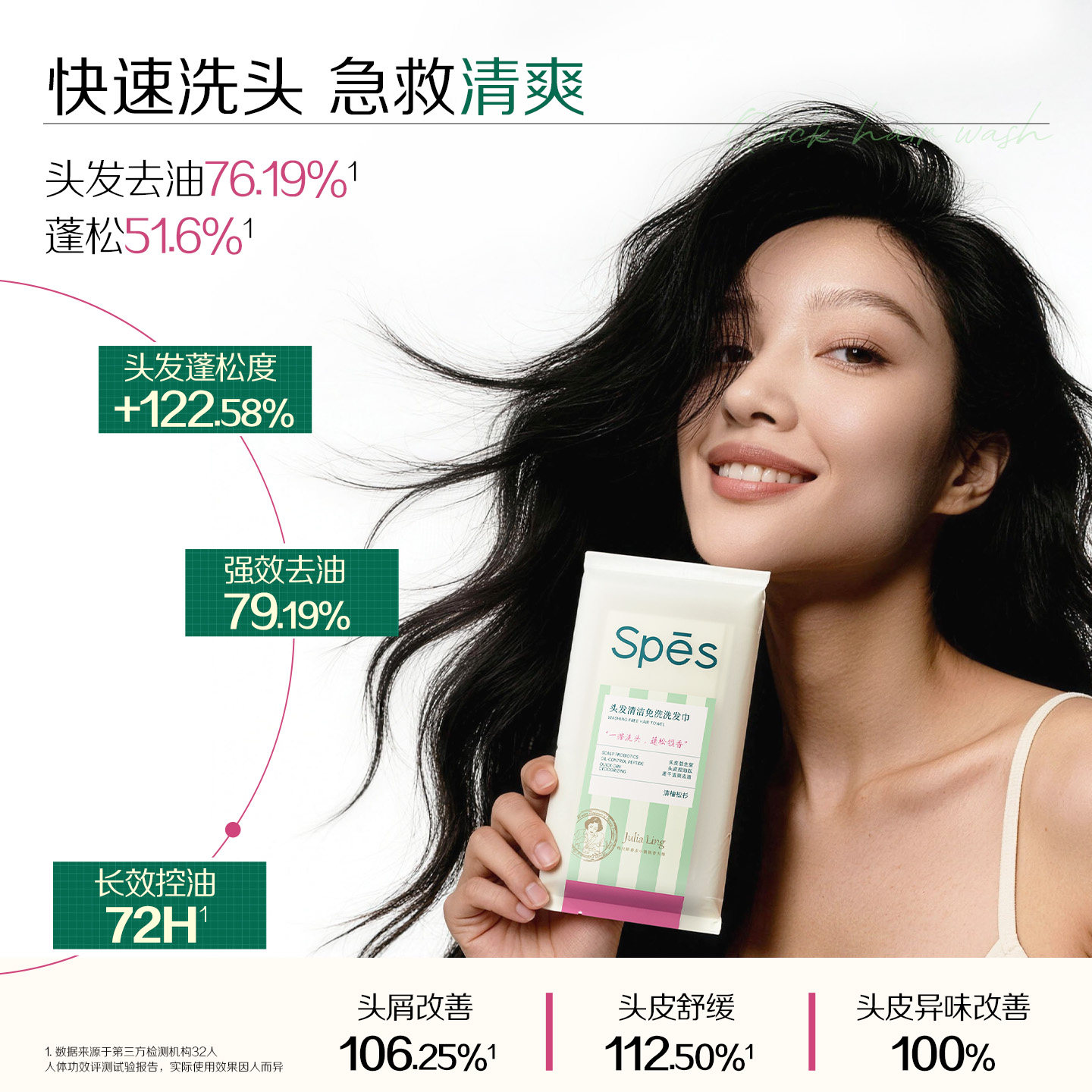 spes免洗洗发巾控油蓬松去屑洁发干洗免洗头神器便携洗发水湿巾,淘宝优惠券,粉丝福利购,淘宝优惠卷