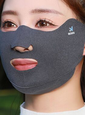 冬季户外跑步运动专用保暖面罩女高尔夫脸基尼德绒透气口罩露嘴鼻