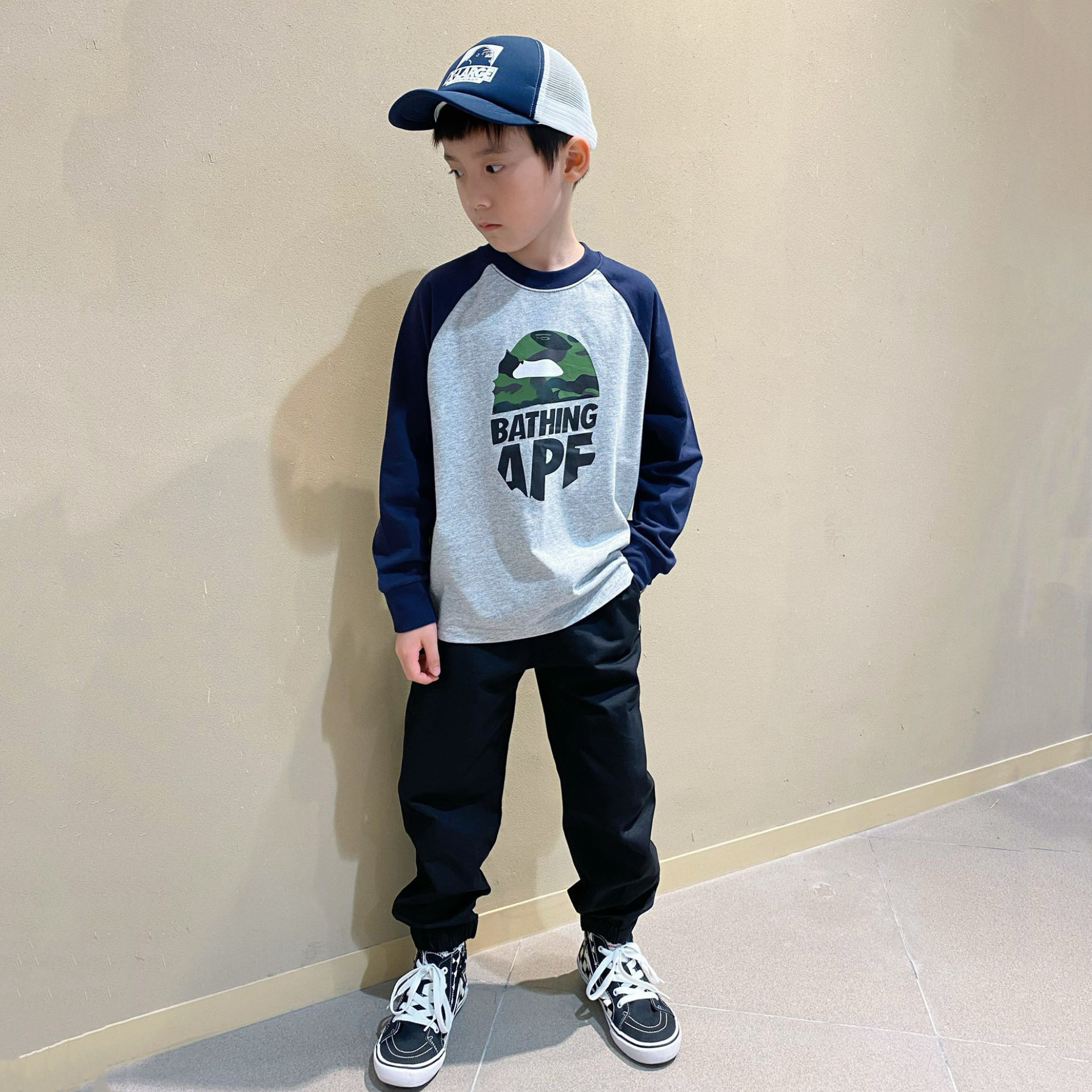 男童长袖T恤春秋季新款日系潮牌迷彩猿人印花男孩圆领上衣打底衫,淘宝优惠券,粉丝福利购,淘宝优惠卷