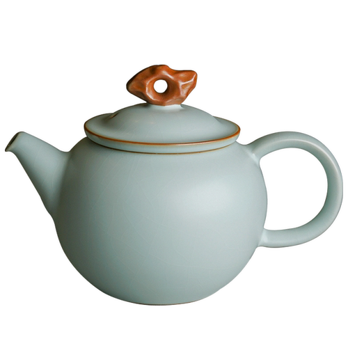 手工汝窑茶壶单壶家用景德镇仿古陶瓷礼品汝瓷茶具瓷器开片冰裂釉 - 图3
