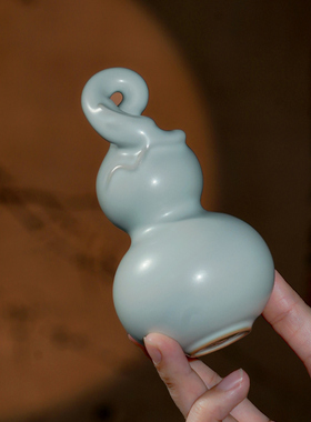汝窑游龙葫芦摆件书柜装饰品