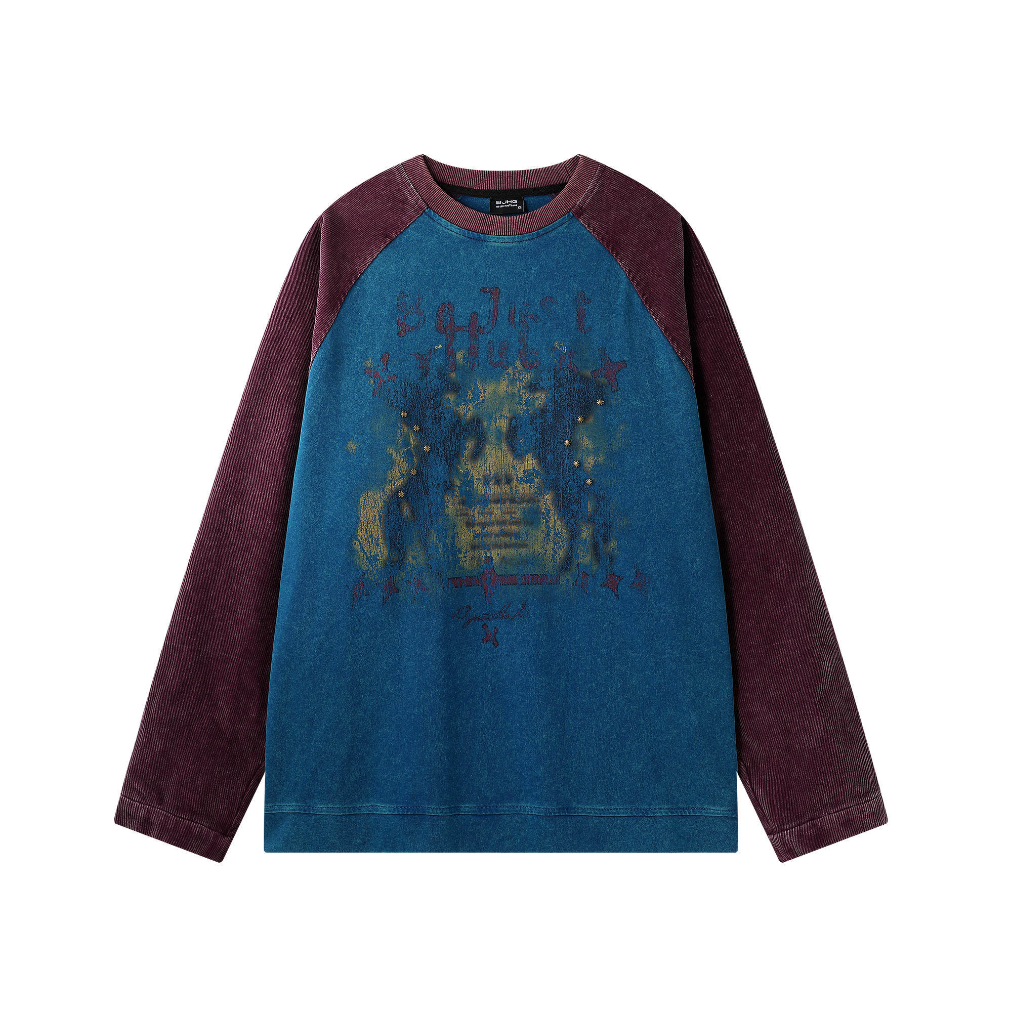 BJHG不计后果美式灯芯绒圆领卫衣男 冬新款纯棉水洗印花长袖T恤女,淘宝优惠券,粉丝福利购,淘宝优惠卷