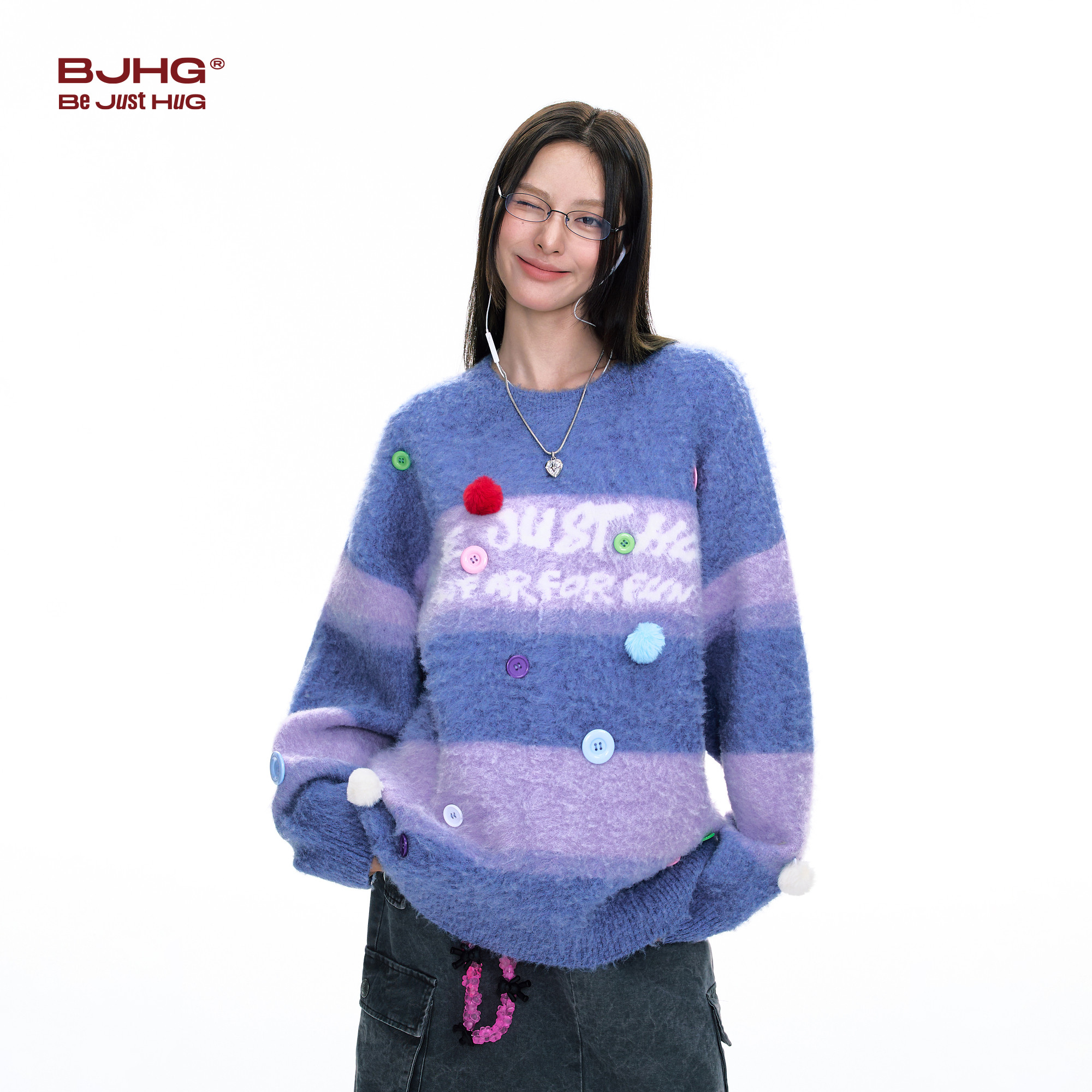 王橹杰同款BJHG不计后果新年毛衣男冬季加厚情侣复古条纹针织衫女,淘宝优惠券,粉丝福利购,淘宝优惠卷