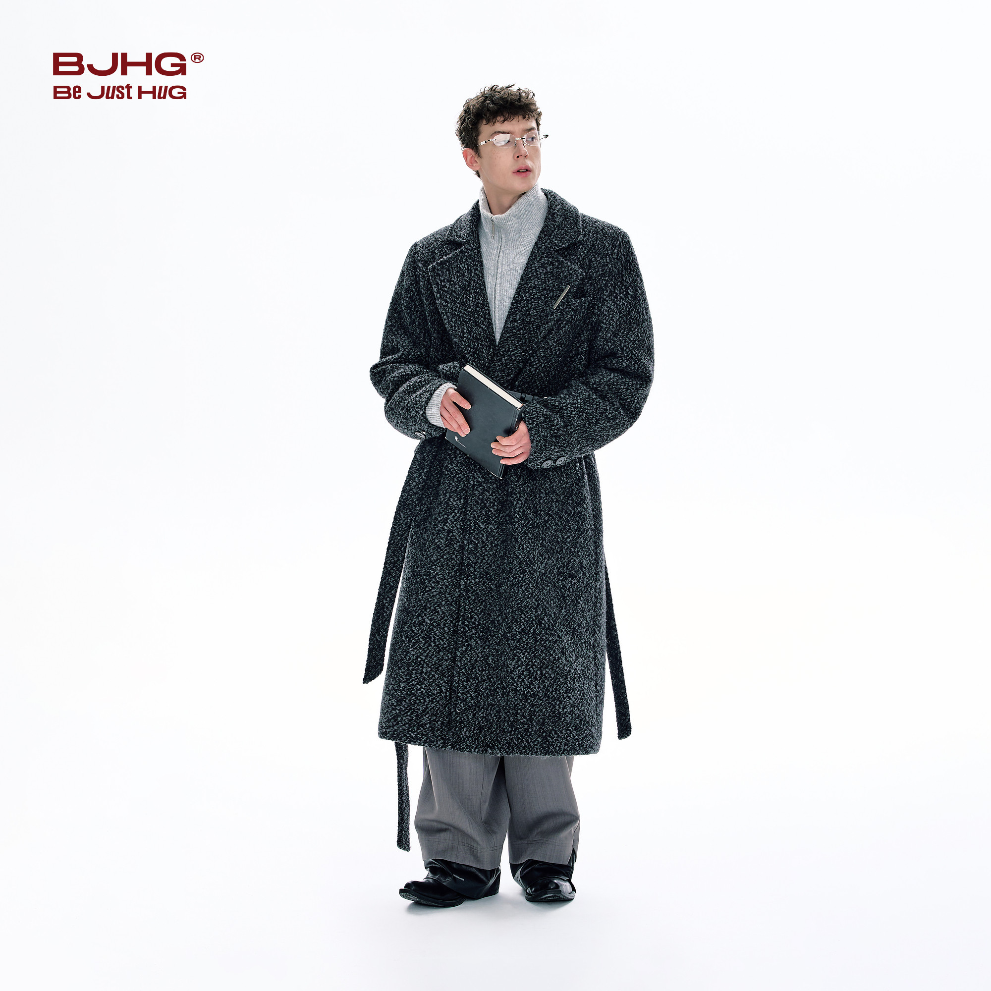 BJHG不计后果羊毛大衣外套男款冬季双腰带加厚高级感宽松长款毛呢,淘宝优惠券,粉丝福利购,淘宝优惠卷