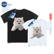 Special pro-zipload summer clothing family of three-mouthed pure cotton t-shirt mother-son summer summer short sleeve kitty 2023