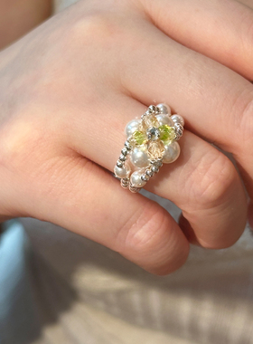 珍珠戒指纯银轻奢高级感时尚精致百搭指环个性气质原创小众食指戒