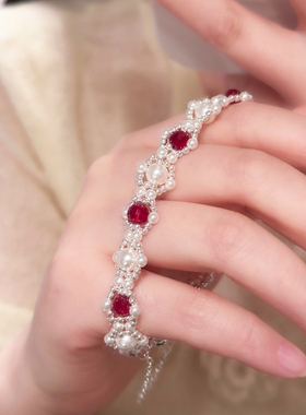 纯手工编织手链珍珠施家串珠手链轻奢小众精致手串串珠手饰新中式