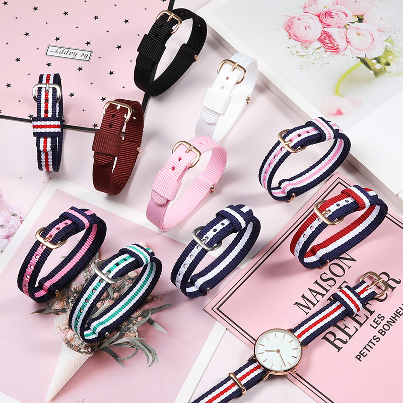 适用dw手表带男女尼龙帆布丹尼尔配件28|32|36|40黑红白粉色表带,淘宝优惠券,粉丝福利购,淘宝优惠卷