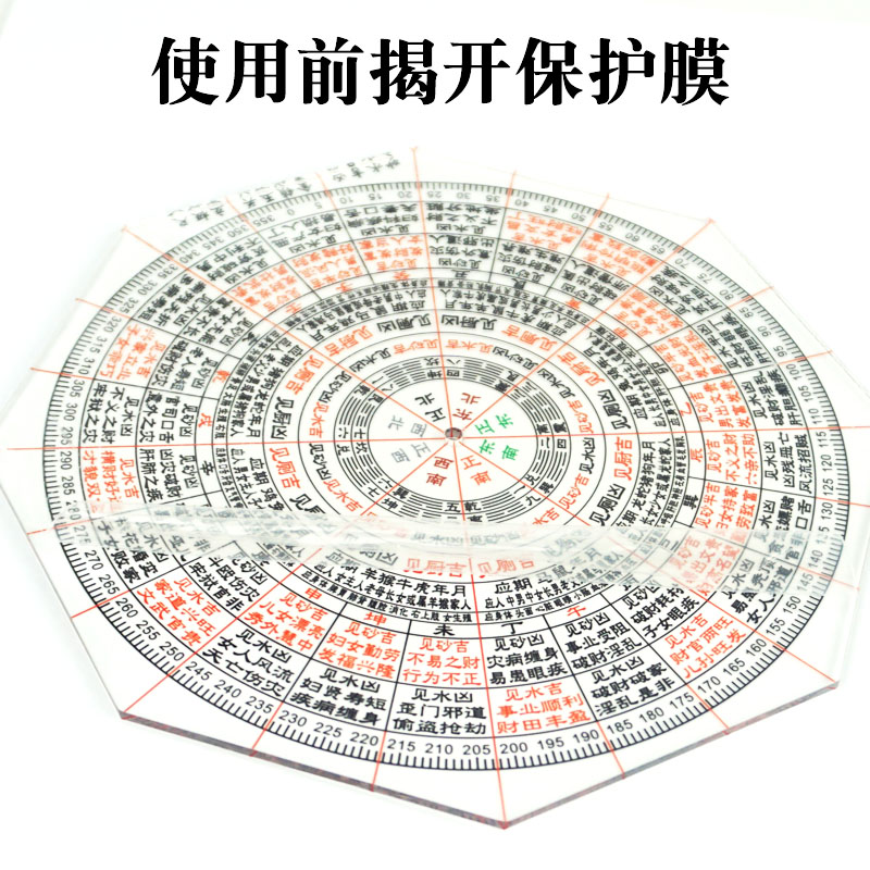 专业走马金锁立极尺二十四山测量尺高精度透明罗盘户型布局立极规 - 图2