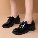 Туфли в английском стиле для кожаной обуви на высоком каблуке, осенние, из натуральной кожи