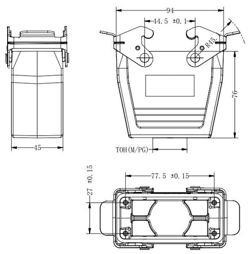 重载连接器 H16B侧出双扣高结构上壳体 品牌直销H16B-SOH-2L-PG29 - 图0