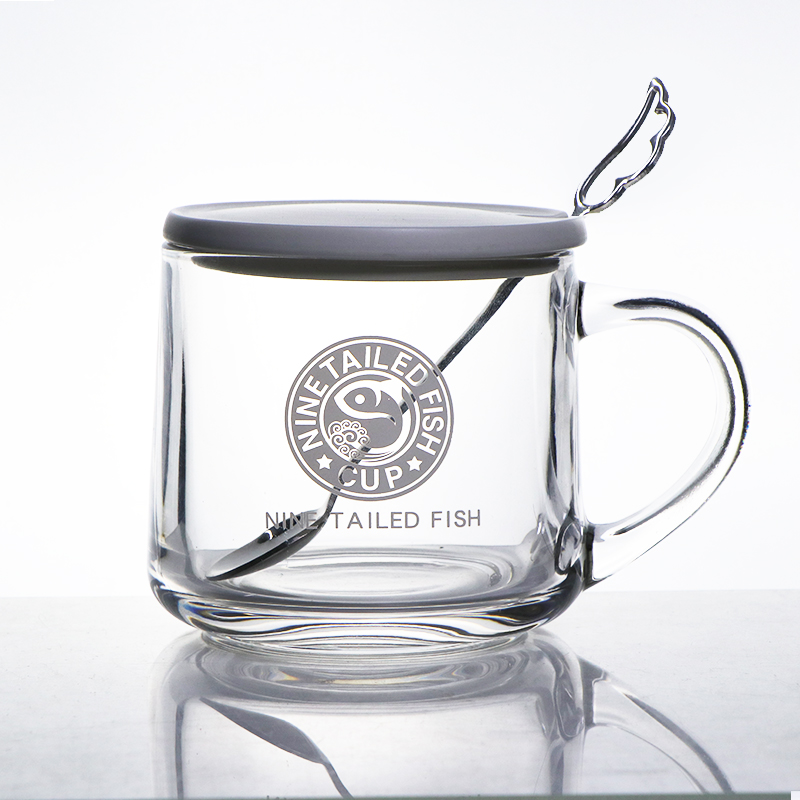 「 九尾鱼 」限量版咖啡杯套装带盖子带勺高级感办公室水杯冰美式 - 图3