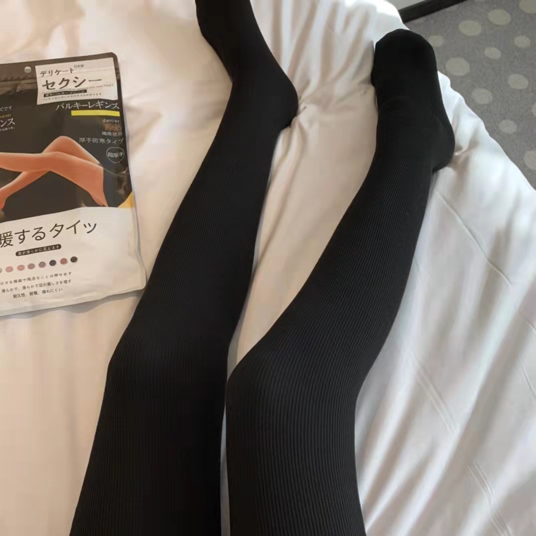 蒙巴威旗舰店日本日系羊脂绒棉质打底裤女外穿高腰收腹显瘦保暖连裤袜0