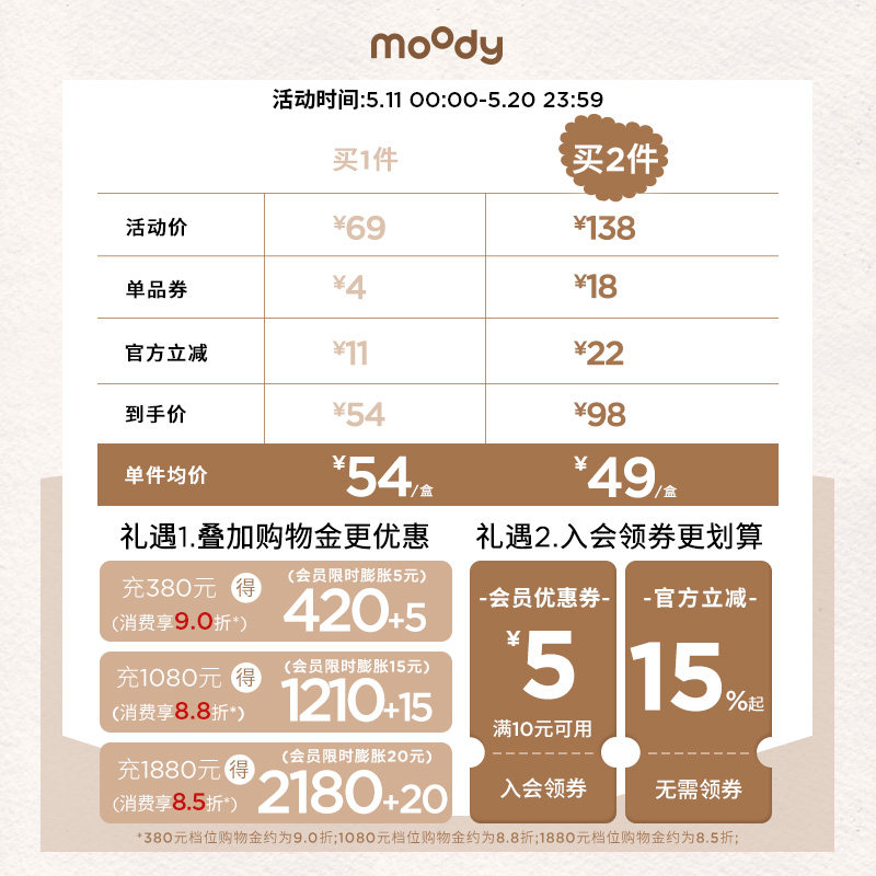 [清仓]moody美瞳蓝色日抛随心搭系列高光彩色隐形眼镜10片装专享