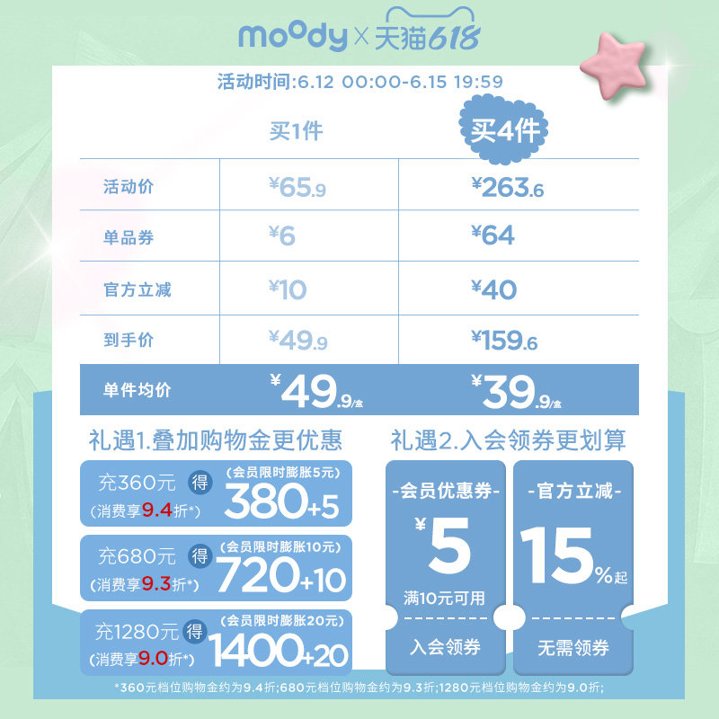 moody美瞳月抛精选系列冷泡乌龙茶彩色隐形眼镜大小直径2片专享