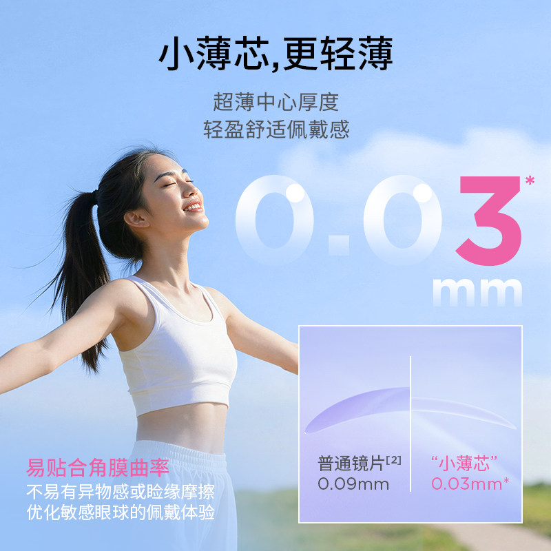 moody隐形眼镜日抛薄润系列透明片敏感眼舒适0.03mm小薄芯10/30片