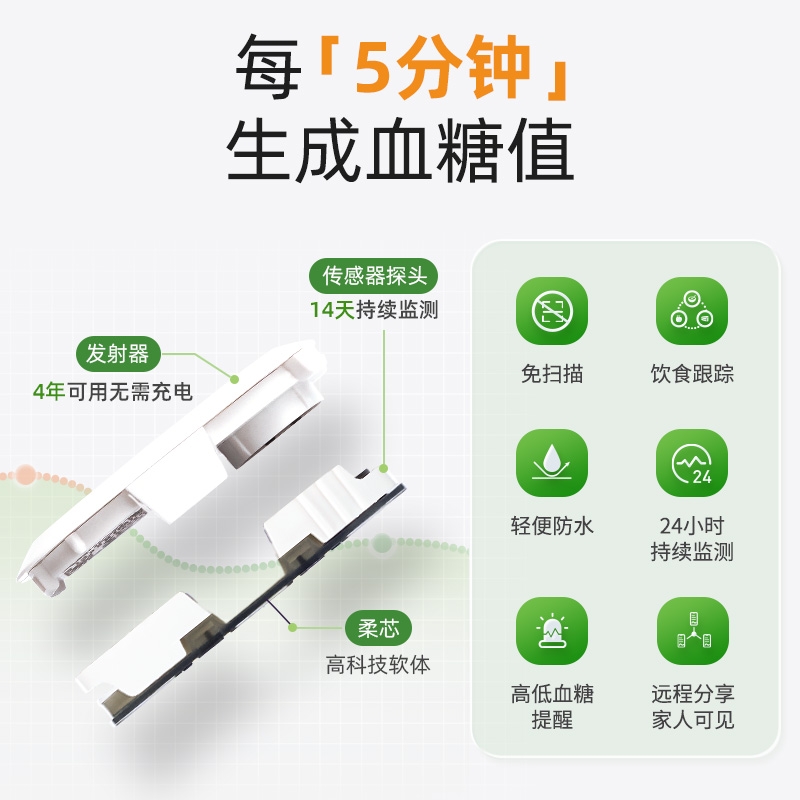 微泰动泰动态血糖仪家用免扎手指的血糖测试仪器血糖仪传感器探头 - 图0