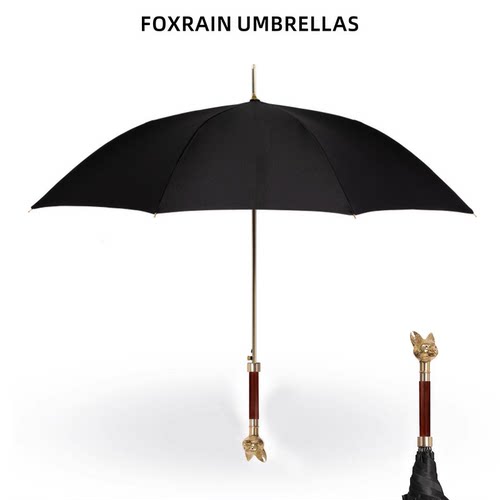 FOXRAIN英式贵族伞狐狸头复古直杆檀木长柄雨伞男绅士高级定制礼 - 图3