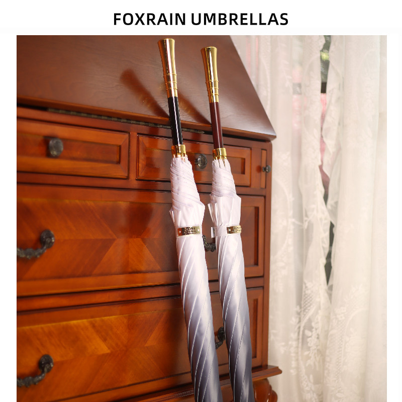foxrain复古渐变长柄遮阳直杆英伦贵族高端高级感女晴雨伞高颜值 - 图0