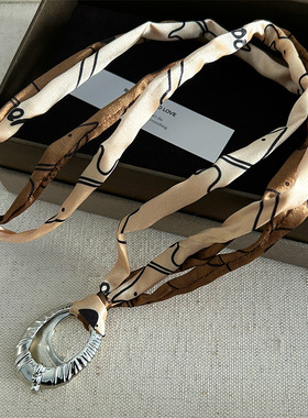 新款双层丝质吊坠长项链时尚气质小众世界叠戴百搭颈链民族风