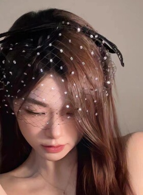 其他黑色法式复古新娘头纱面纱