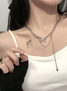 高级感蝴蝶水波链项链女轻奢小众设计吊坠锁骨链