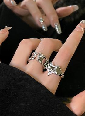五角星微镶锆石戒指女小众设计