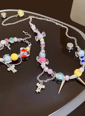 甜美可爱多巴胺彩色糖果爱心手链女轻奢小众高级感手串闺蜜礼物