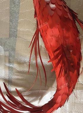 不锈钢鱼发光雕塑摆件金属铁艺鱼吊饰抽象户外公园景观广场装饰品