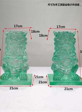 新中式透明树脂狮子摆件金箔拴马桩立柱酒店别墅家居貔貅雕塑落地