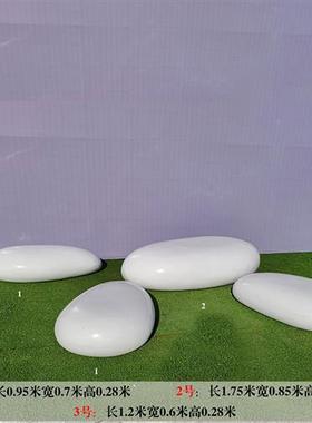 不锈钢椭圆鹅卵石雕塑摆件草坪蛋形几何石头水池水景镜面水滴坐凳