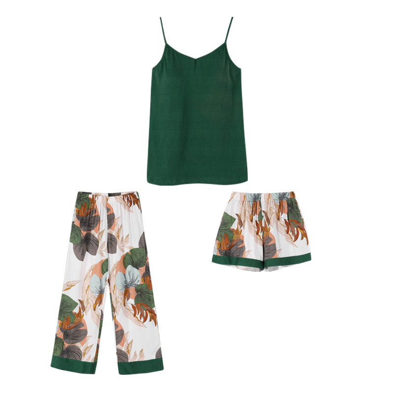 冰丝夏季带胸垫长袖仿真丝绸睡袍 冷画睡衣/家居服套装