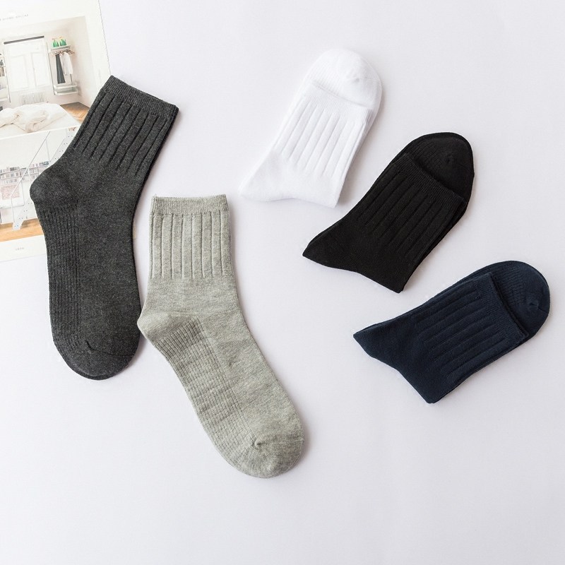 男士中长筒秋冬季休闲纯色盒装棉袜 简妮萝短袜/打底袜/丝袜/美腿袜