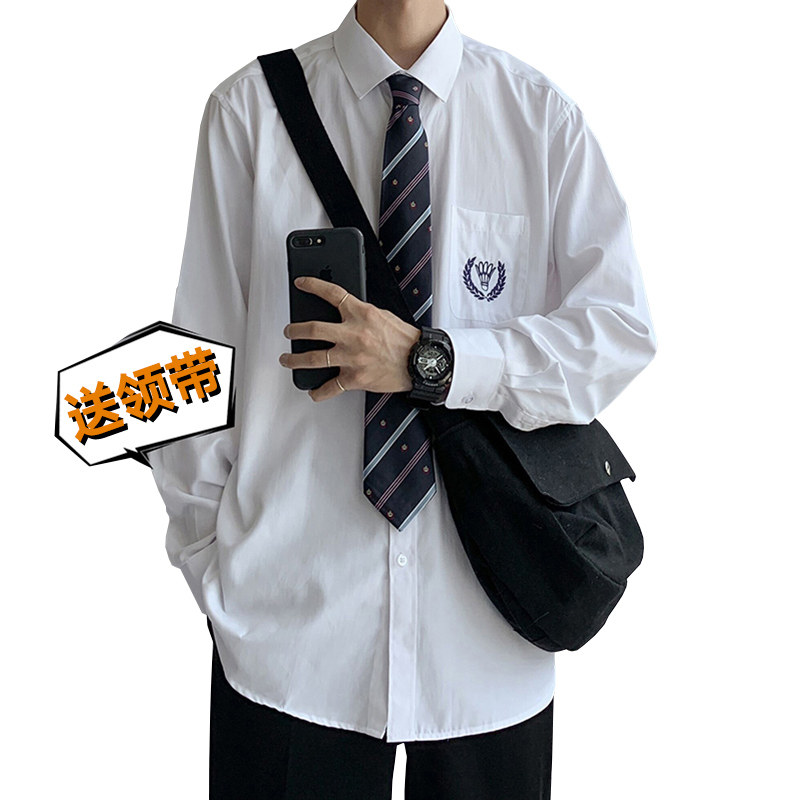 dk制服jk白衬衫男士学院风帅气领带 vhs衬衫