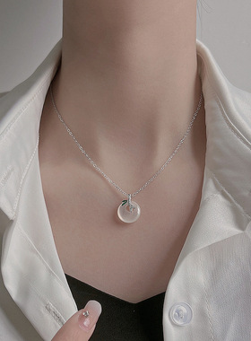 奥特莱斯撤柜清仓捡漏18K金平安扣项链轻奢竹叶吊坠锁骨链女配饰