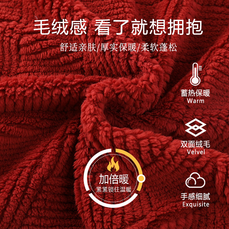 浪莎珊瑚绒情侣睡衣冬季加厚男女士红色本命年新婚喜庆家居服套装,淘宝优惠券,粉丝福利购,淘宝优惠卷