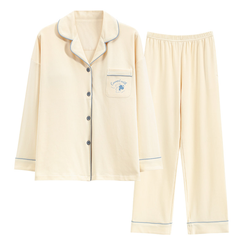 浪莎带胸垫睡衣女纯棉春秋款长袖长裤简约休闲女士秋季家居服套装,淘宝优惠券,粉丝福利购,淘宝优惠卷